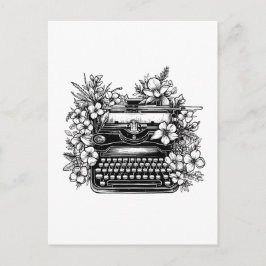 Typemachine en esthetische bloemen briefkaart