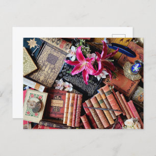 typemachine en oude boeken briefkaart