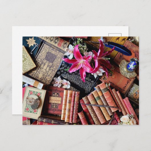 typemachine en oude boeken briefkaart (Voorkant / Achterkant)