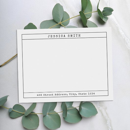  typemachine gepersonaliseerde naam notitiekaartje