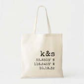 Typemachine Initialen, Coördinaten & Trouwdatum Tote Bag (Voorkant)