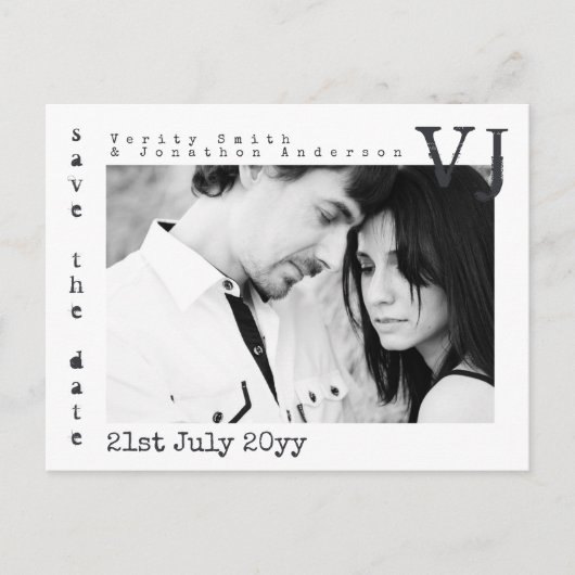 Typemachine Lettertype Save The Date Trouwdag VOEG Aankondigingskaart (Voorkant)