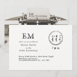 Typemachine Lettertype Verjaardag (ALLES) Uitnodig Kaart