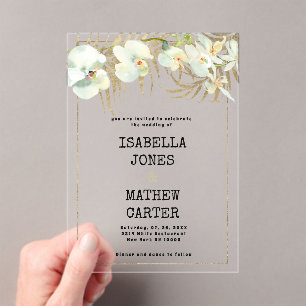  typemachine lettertype witgouden orchidee bruilof acryl uitnodigingen