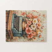 Typemachine met bloemen legpuzzel (Horizontaal)