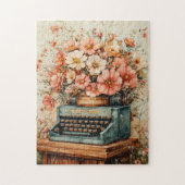 Typemachine met bloemen legpuzzel (Verticaal)
