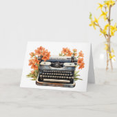  typemachine met bloemetjes kaart (Gele Bloem)