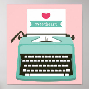 Typemachine met notitie poster