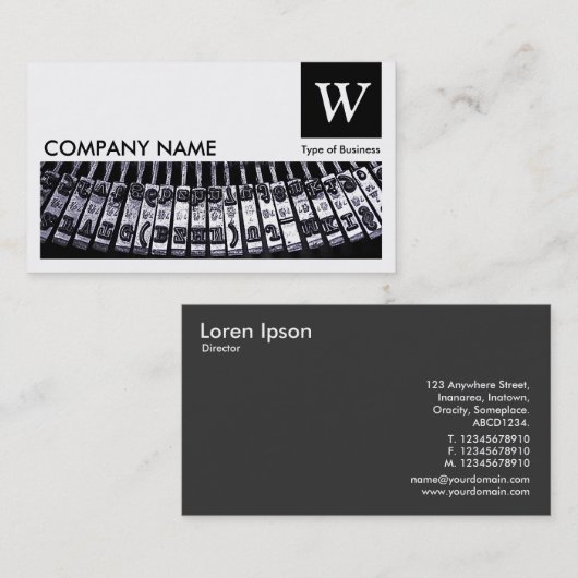 Typemachine - Monogram en paneel - Zwart Visitekaartje (Voorkant / Achterkant)