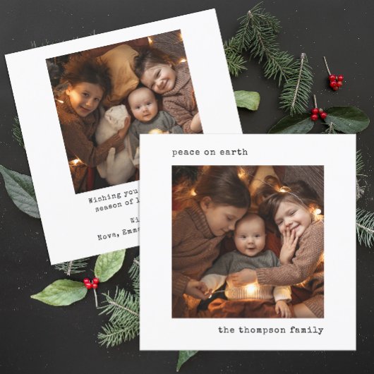 typemachine Peace on Earth Kerstfoto Feestdagenkaart