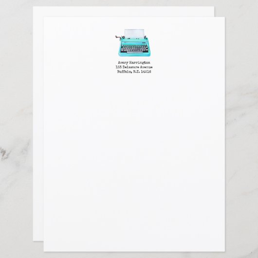 typemachine Retro 60s Cute Monogram Aqua (Voorkant / Achterkant)