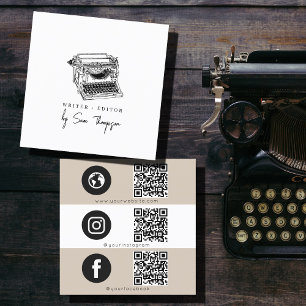 Typemachine Schrijver Editor QR Code Social Media  Vierkante Visitekaartje
