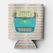 Typemachine Schrijver Retro Mid-Century Modern Cus Blikjeskoeler (Voorkant)