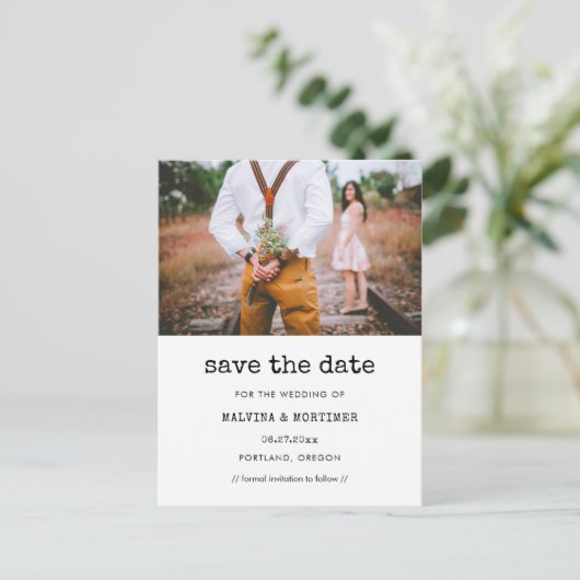 typemachine Sla de datumfoto op Briefkaart (Staand voorkant)