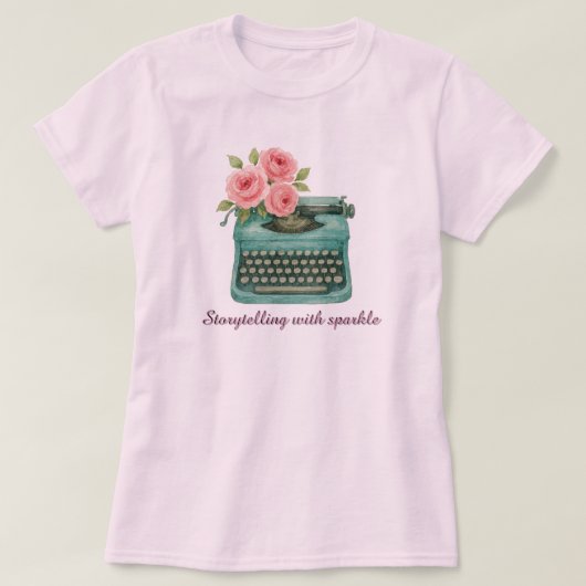  typemachine storytelling writer roze t-shirt (Design voorkant)
