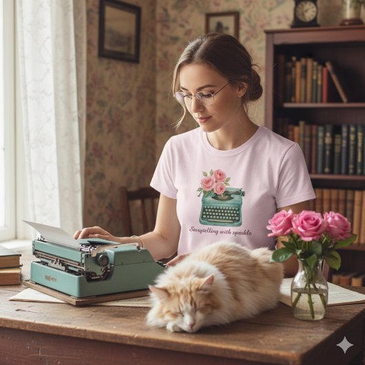  typemachine storytelling writer roze t-shirt