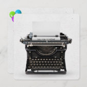 Typemachine Verjaardagsfeestje Uitnodiging (Voorkant / Achterkant)