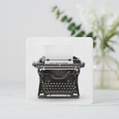 Typemachine Verjaardagsfeestje Uitnodiging (Staand voorkant)