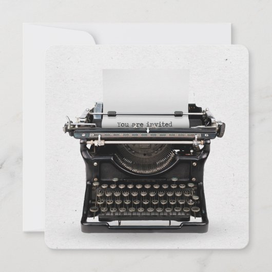 Typemachine Verjaardagsfeestje Uitnodiging (Voorkant)