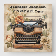  typemachine werk van huis mam wandklok
