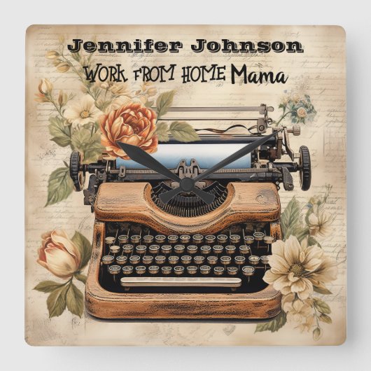 typemachine werk van huis mam wandklok (Voorkant)