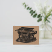 typemachine - zwart op kartonnen tekst visitekaartje (Staand voorkant)