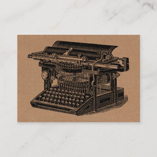 typemachine - zwart op kartonnen tekst visitekaartje (Voorkant)