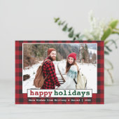 Typemachinelettertype Prettig feest Photo Rode Pla Feestdagenkaart (Staand voorkant)