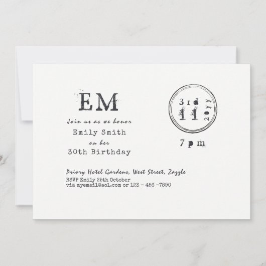 Typemachinelettertype Verjaardag (ELK) Uitnodiging (Voorkant)