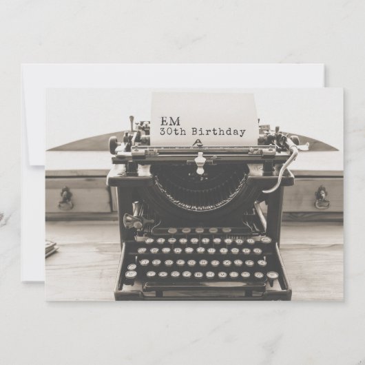 Typemachinelettertype Verjaardag (ELK) Uitnodiging (Achterkant)