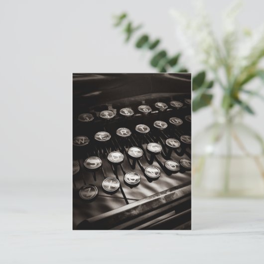 typemachines in zwart-wit briefkaart (Staand voorkant)