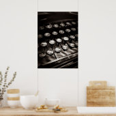  typemachines in zwart-wit poster (Keuken)