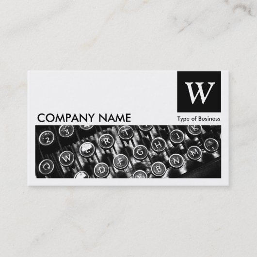 Typemachinesleutels - Monogram en paneel - Zwart Visitekaartje (Voorkant)