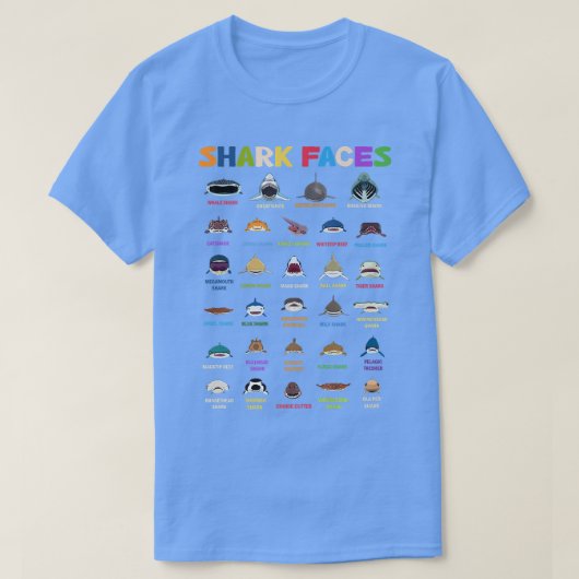 Types Of Shark Faces T-shirt (Design voorkant)