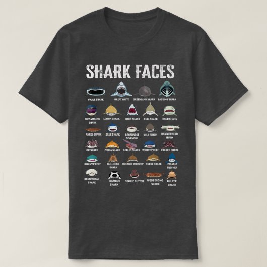Types Of Shark Faces T-shirt (Design voorkant)