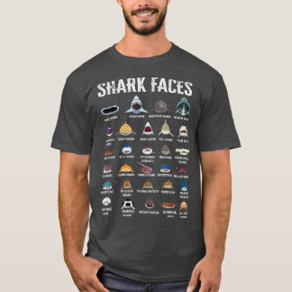 Types Of Shark Faces T-shirt