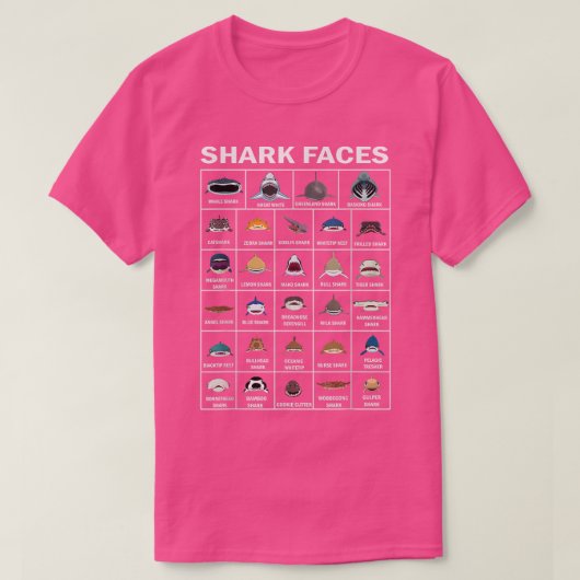 Types Of Shark Faces T-shirt (Design voorkant)