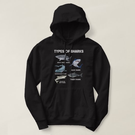 Types of Sharks  Hoodie (Design voorkant)