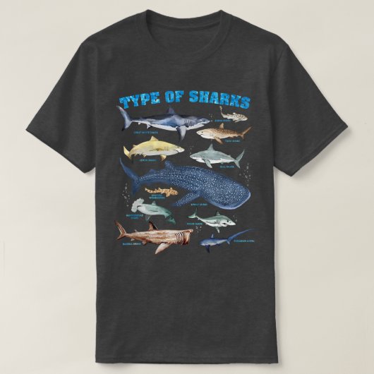 Types Of Sharks Marine Biology T-shirt (Design voorkant)
