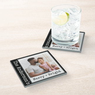 Typewriter - 1 foto - Merry & Bright Black Glazen Onderzetter