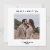 Typewriter 2 foto Merry Married Wedding Christmas Bedankkaart (Voorkant)