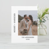 Typewriter 2 foto Merry Married Wedding Christmas Bedankkaart (Staand voorkant)