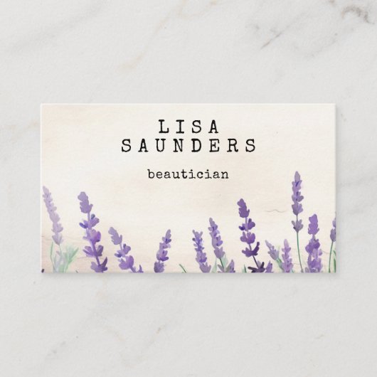  Typewriter Blush Lavendel Beautician Visitekaartje (Voorkant)