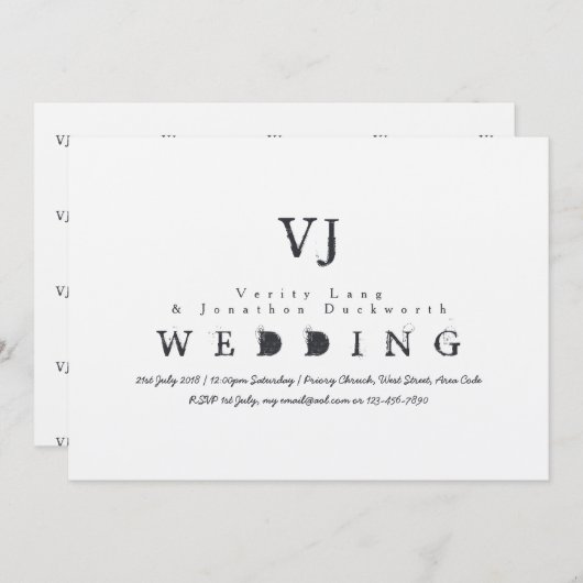  Typewriter Bruiloft Nodig Kraft Ink Grunge uit Kaart (Voorkant / Achterkant)