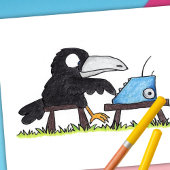TYPEWRITER CROW briefkaart van Nicole Janes