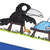 TYPEWRITER CROW wenskaart van Nicole Janes Kaart