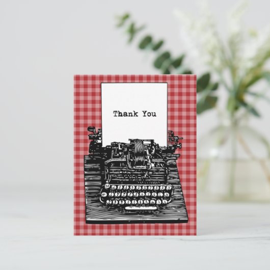  Typewriter Dank u Briefkaart (Staand voorkant)