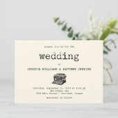 Typewriter en Tekst bruiloft uitnodiging (Staand voorkant)