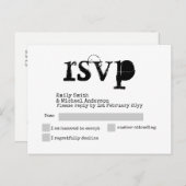 Typewriter Font RSVP Wedding Kaart ADD Extra detai (Voorkant / Achterkant)