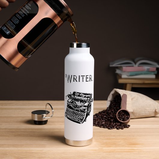 Typewriter Ink Drawing Sketch Waterfles (Koffie (Gedraaid) )